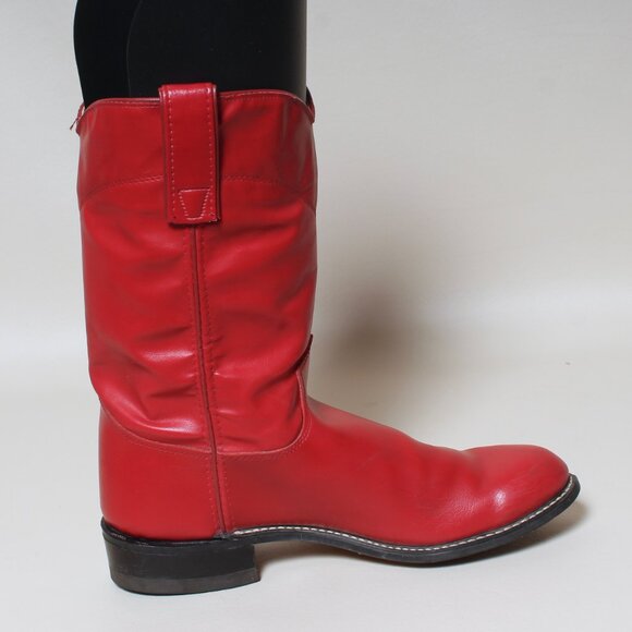 VTG Womens Texas Brand Boots Size 7.5 Medium Red Leather Cowgirl Western Boot - Picture 3 of 9